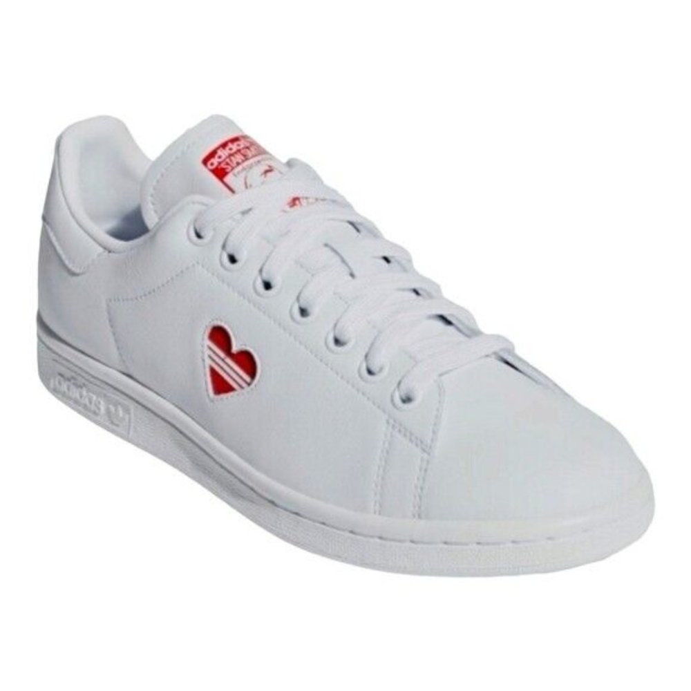 ADIDAS Ladies Special Edition Stan Smith Leather Sneakers Red Heart, Size 7 - Picture 1 of 12